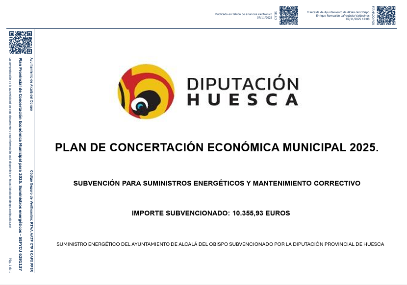 Imagen Plan de concertación económica municipal para 2025. Suministros energéticos y mantenimiento correctivo